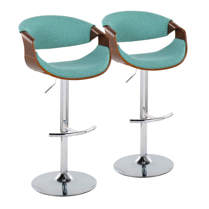 Curvo - Mid Century Modern Adjustable Barstool With Swivel With Rounded T Footrest (Set of 2) Lumi Source