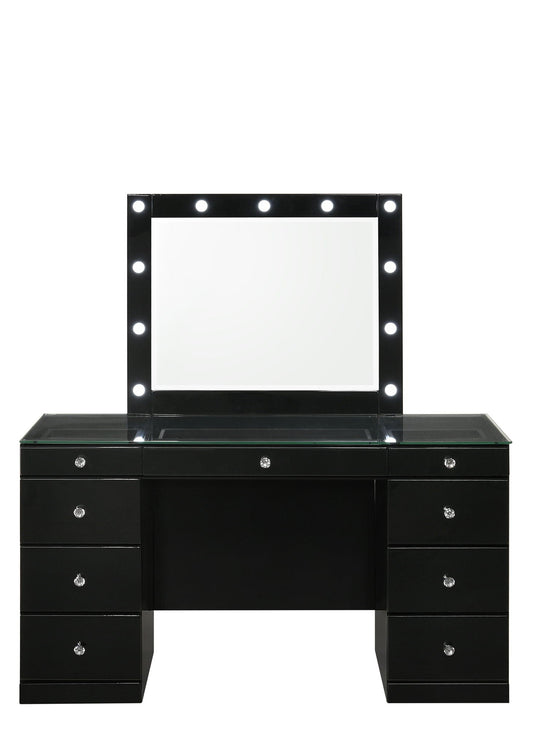 Avery - Vanity Desk With Glass Top And LED Mirroк Crown Mark