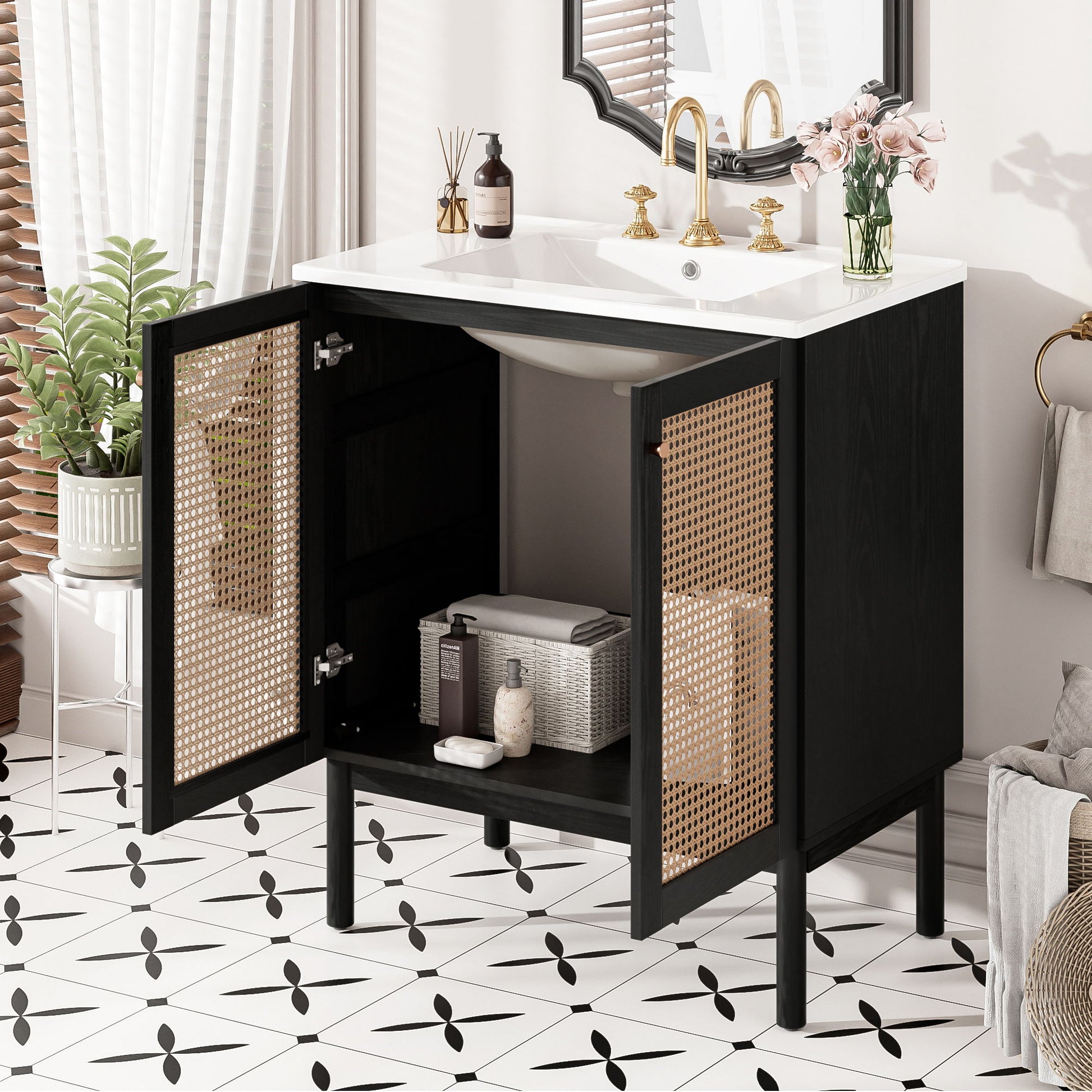 Bathroom Vanity With Soft Closing Mechanism - Black Hearth and Haven