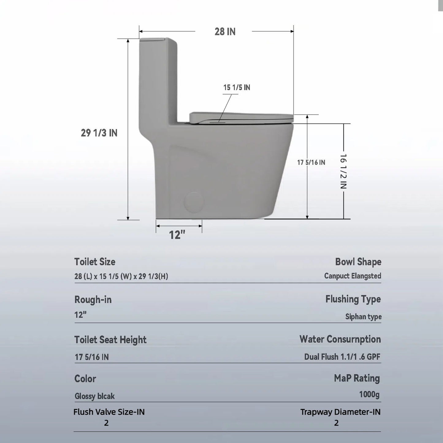 1 Piece Toilet With Tornado Flush, Dual Flush, And ADA Height Comfort Chair Daily Nest