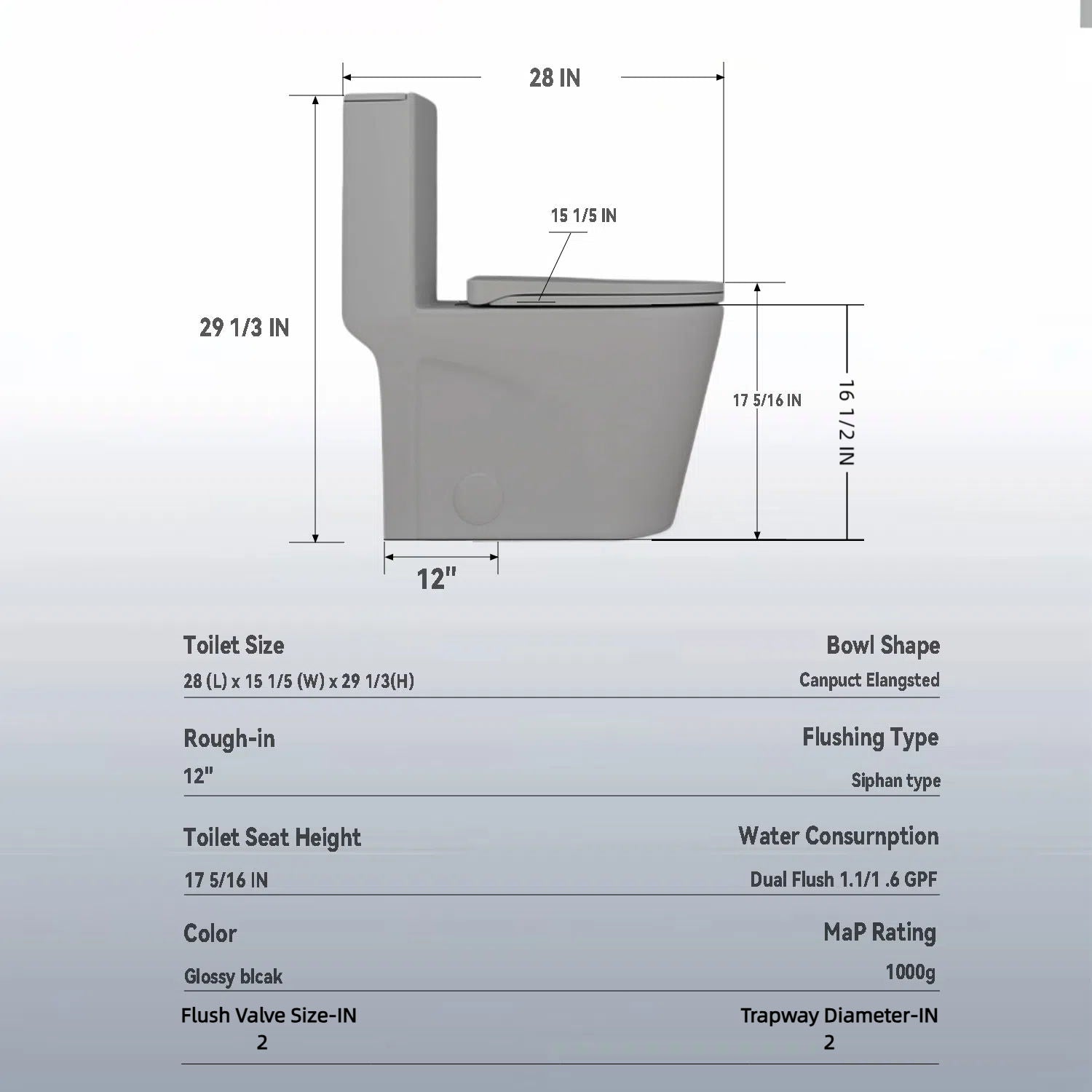 1 Piece Toilet With Tornado Flush, Dual Flush, And ADA Height Comfort Chair Daily Nest