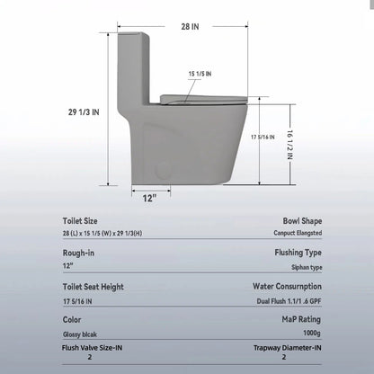1 Piece Toilet With Tornado Flush, Dual Flush, And ADA Height Comfort Chair Daily Nest