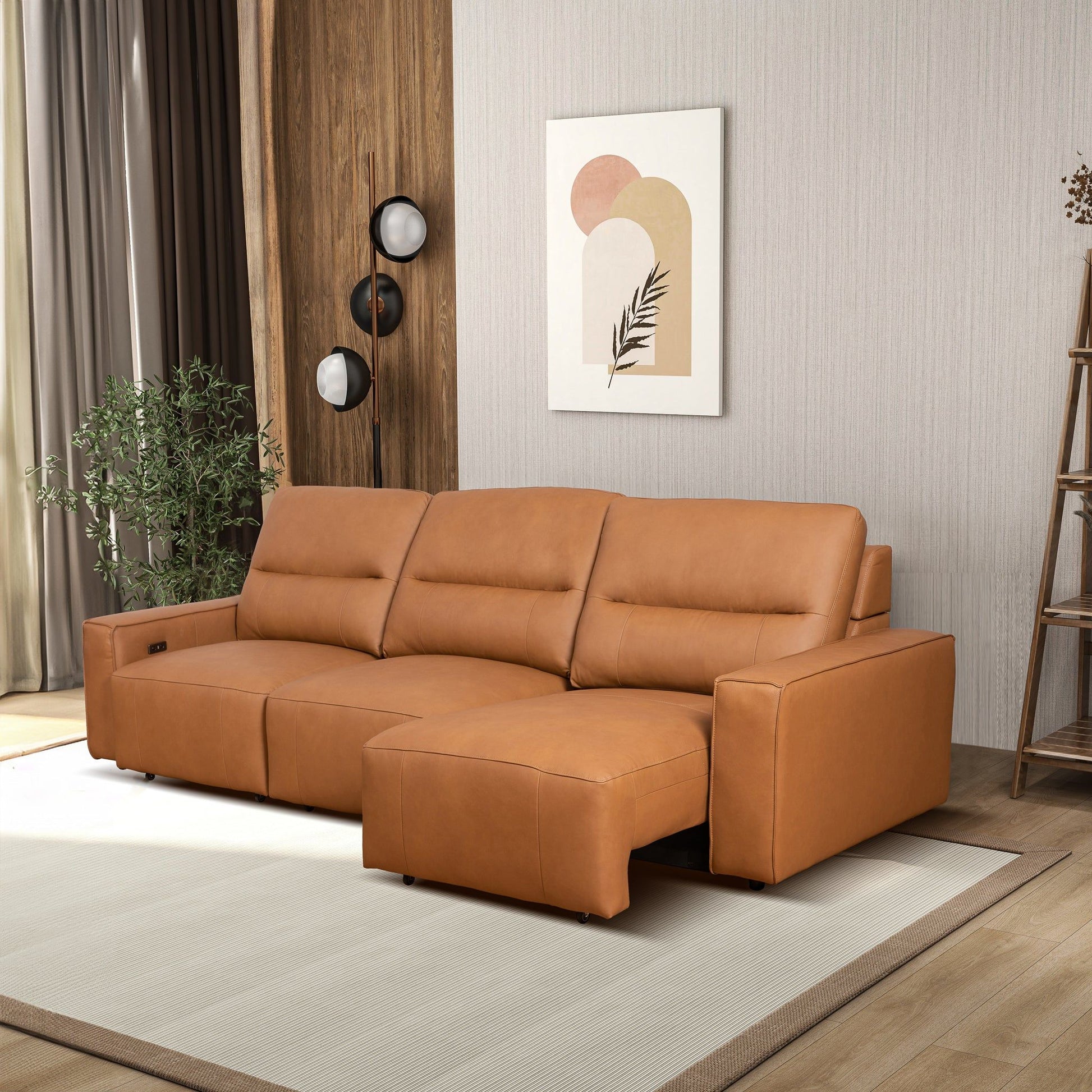 Grant - Triple Power Convertible Sofa - Cognac Ashcroft Furniture
