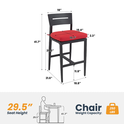 Modern Outdoor Bar Stools With Backrest And Footrest (Set of 2) Life Outside