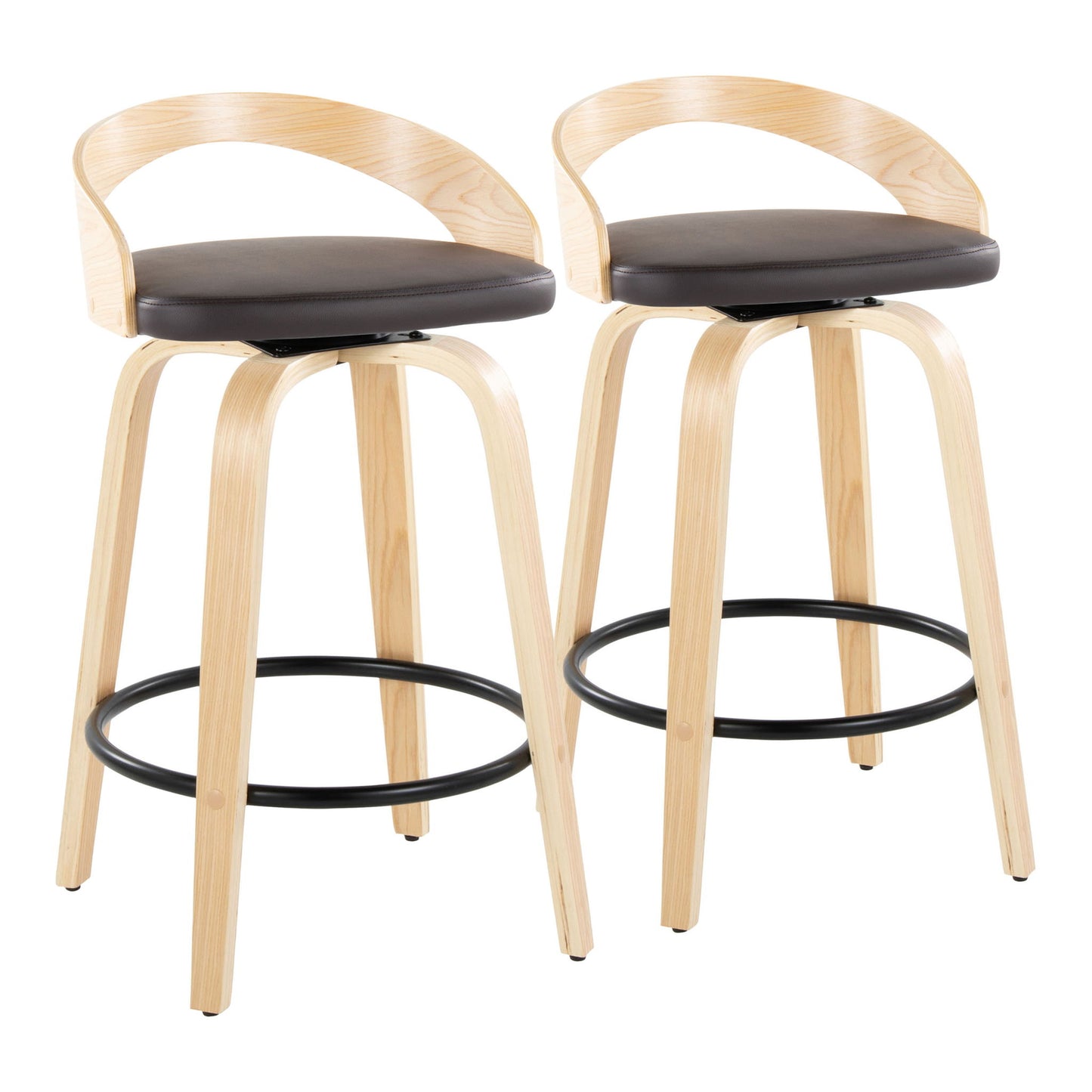 Grotto - Mid-Century Modern Fixed Height Counter Stool Swivel &h Round Footrest Lumi Source