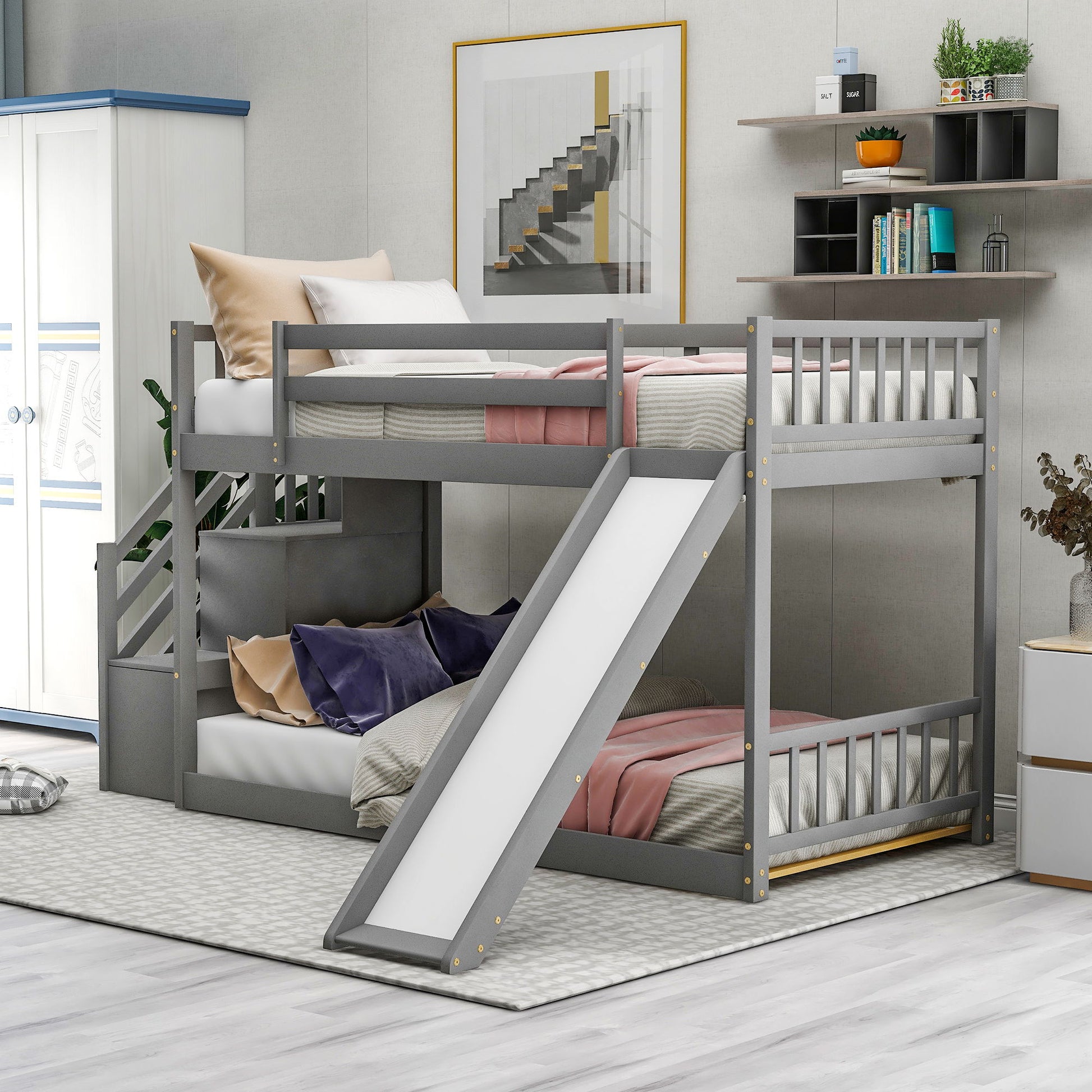 Bunk Bed With Convertible Slide And Stairway Hearth and Haven
