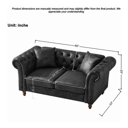 Chesterfield Loveseat, High Tech Fabric Roll Armrest Home Essentials