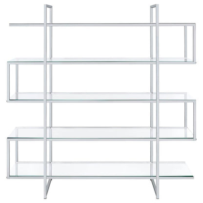 Elmer - 5-Shelf Bookshelf - Clear And Chrome