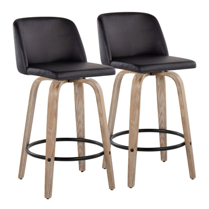 Toriano - Contemporary Fixed-Height Counter Stool & Swivel With Round Footrest (Set of 2) Lumi Source