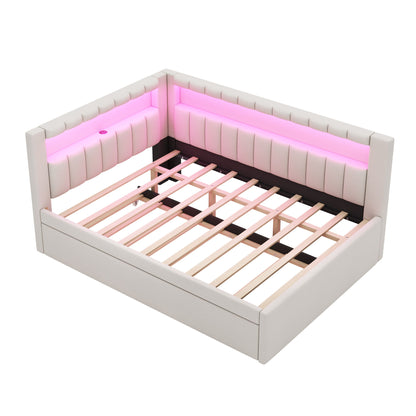 Upholstered Platform Bed With USB Ports And LED Belt Dreamland