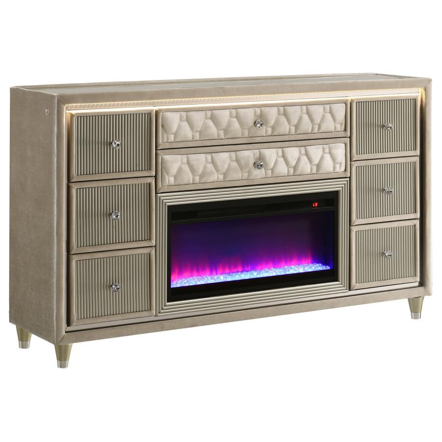 Lorient - 8-Drawer LED Bedroom Flame Box Dresser Coaster Fine Furniture