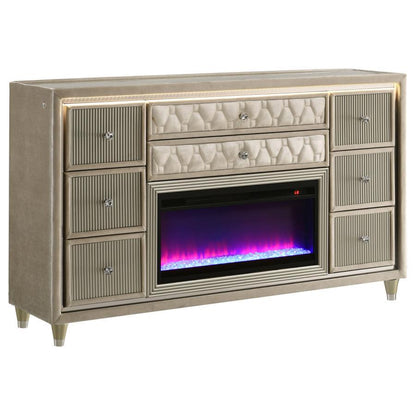 Lorient - 8-Drawer LED Bedroom Flame Box Dresser Coaster Fine Furniture