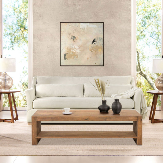 Ada - Flared Arm Contemporary Sofa With Lumbar Pillows - Flax White Jennifer Taylor Home