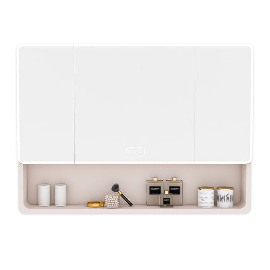 Aluminium Medicine Cabinet Mirror, With 3 Colors LED Light And Defogging Function - Khaki Home Essentials