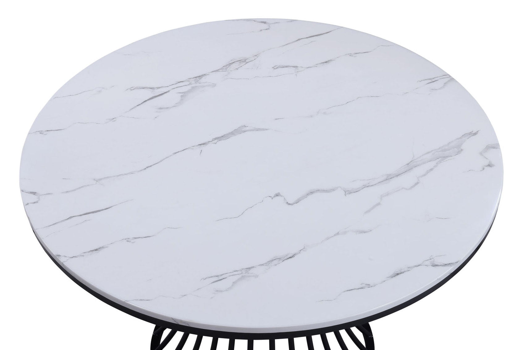 Hadley - Faux Marble Round Table - White Crown Mark