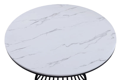 Hadley - Faux Marble Round Table - White Crown Mark