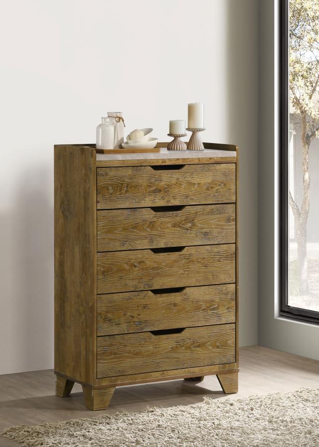 Henderson - 5-Drawer Bedroom Chest Of Drawers - Medium Oak Coaster Fine Furniture