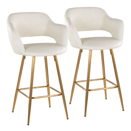 Margarite - Contemporary Fixed Height Counter Stool With Footrest (Set of 2) With Square Lumi Source