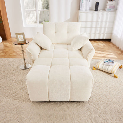 Ergonomic Single Seater Sofa With Ottoman, High Resilience Support Cushions Home Essentials