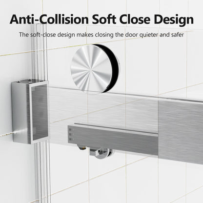 Frameless Double Sliding Soft-Close Shower Door, 3 / 8" (10Mm) Thick SGCC Tempered Glass Door, Matte Daily Nest