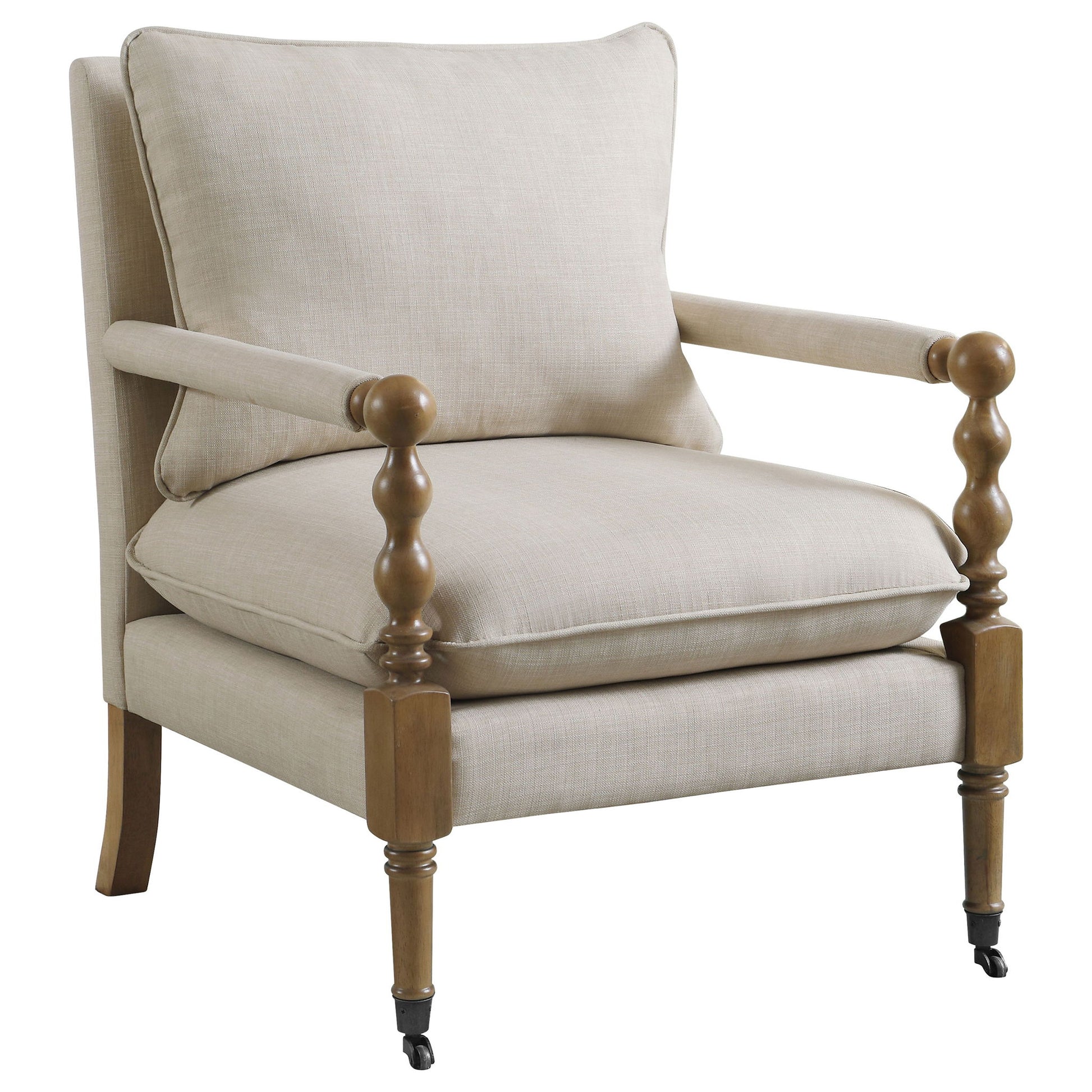 Accent Chair With Turned Legs - Beige Furniture Max