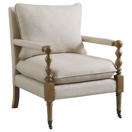 Accent Chair With Turned Legs - Beige Furniture Max