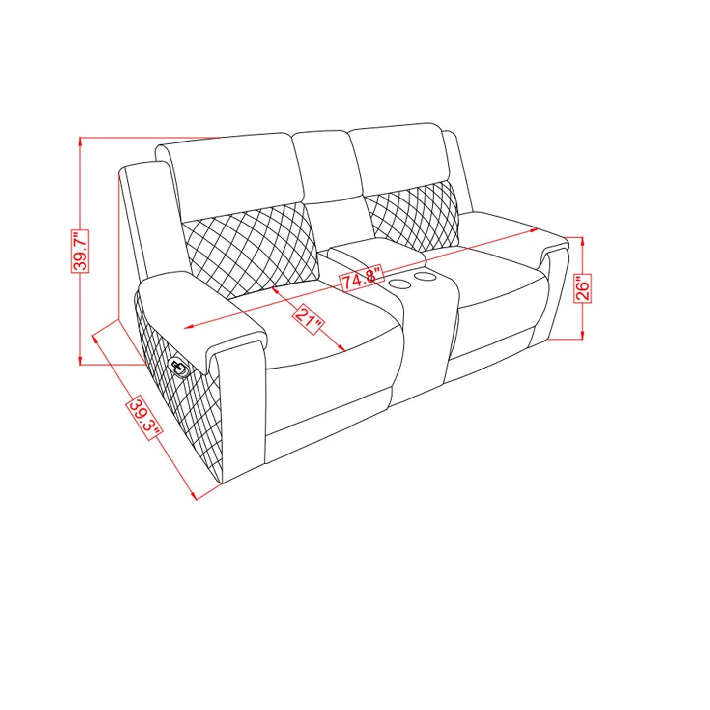 Alicia - Console Reclining Loveseat - Gray Black Global Furniture USA