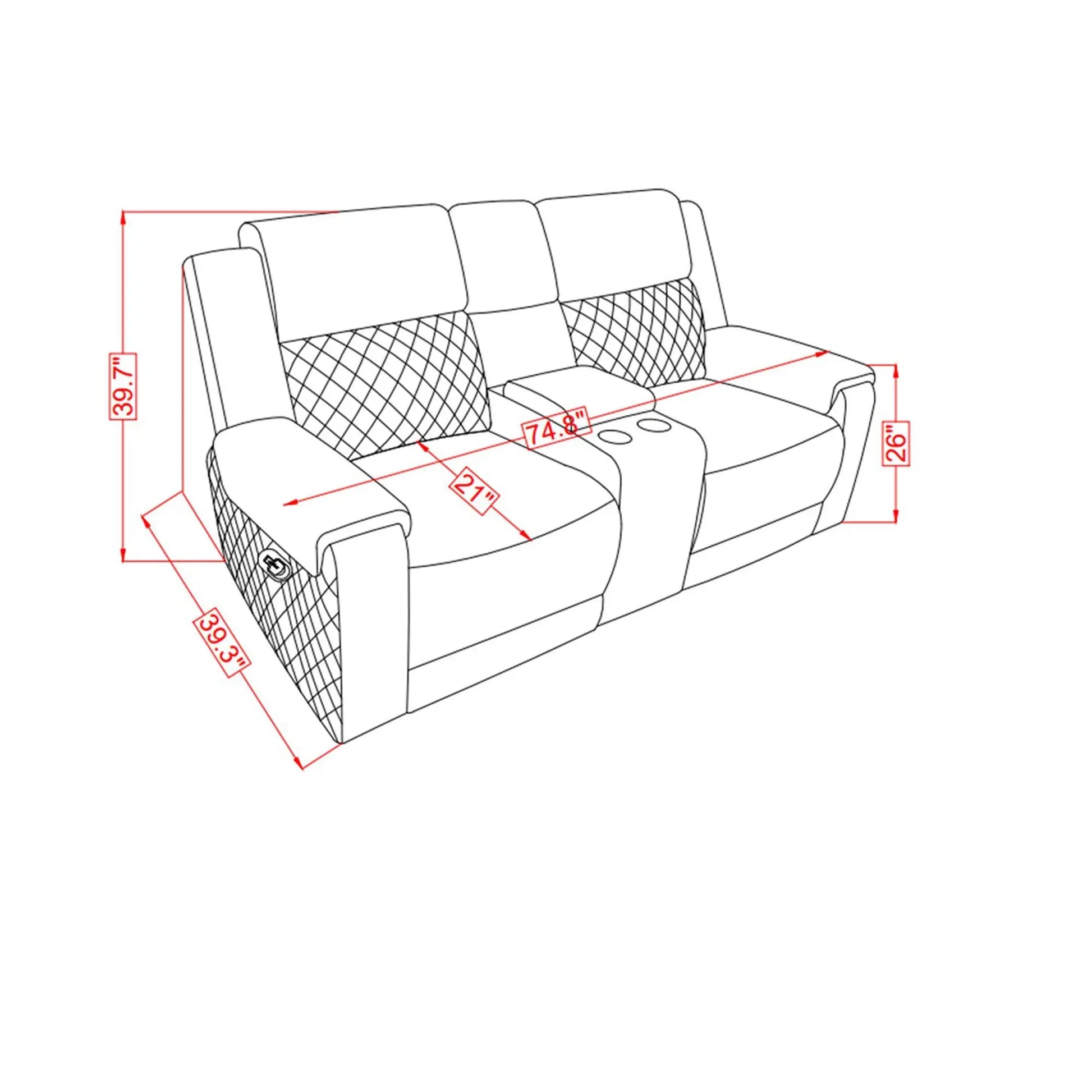 Alicia - Console Reclining Loveseat - Gray Black Global Furniture USA