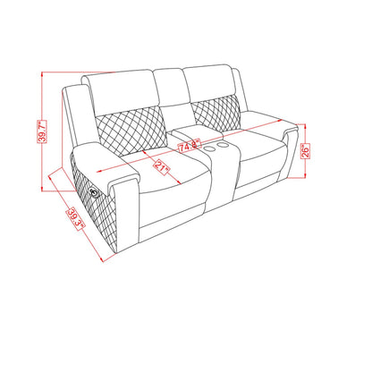 Alicia - Console Reclining Loveseat - Gray Black Global Furniture USA