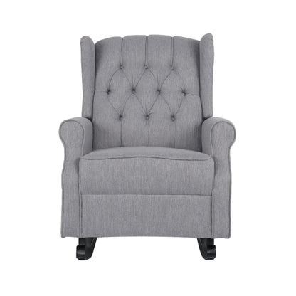 Sheila - Contemporary Fabric Tufted Wingback Rocking Chair - Gray Noble House