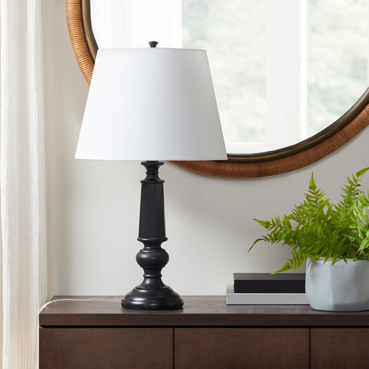 Landsdown - Black Faceted Table Lamp 24.25"H - Black