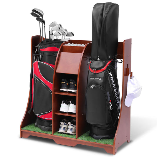 Wood Freestanding Adjustable Multi Use Golf Shelf - Reddish Brown Daily Nest