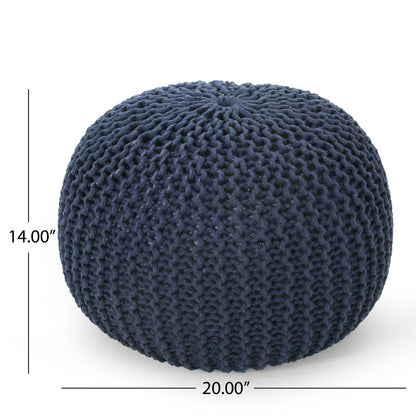 Bordeaux - Knitted Cotton Round Pouf Ottoman, Floor Cushion Home Essentials