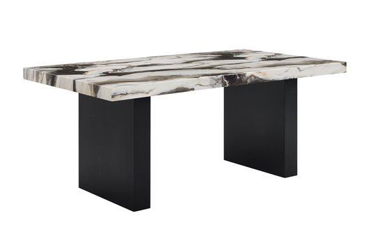 Vega - Faux Marble Dining Table - White / Black Crown Mark