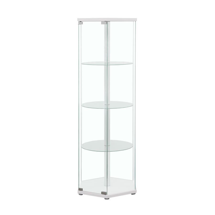 Zahavah - 4-Shelf Hexagonal Clear Glass Curio Cabinet CoasterEveryday