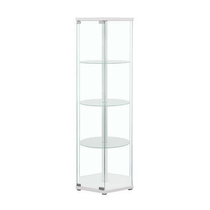 Zahavah - 4-Shelf Hexagonal Clear Glass Curio Cabinet CoasterEveryday
