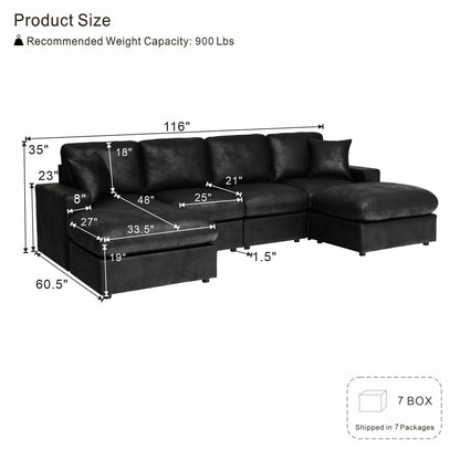 Sectional With 2 Ottomans Home Essentials