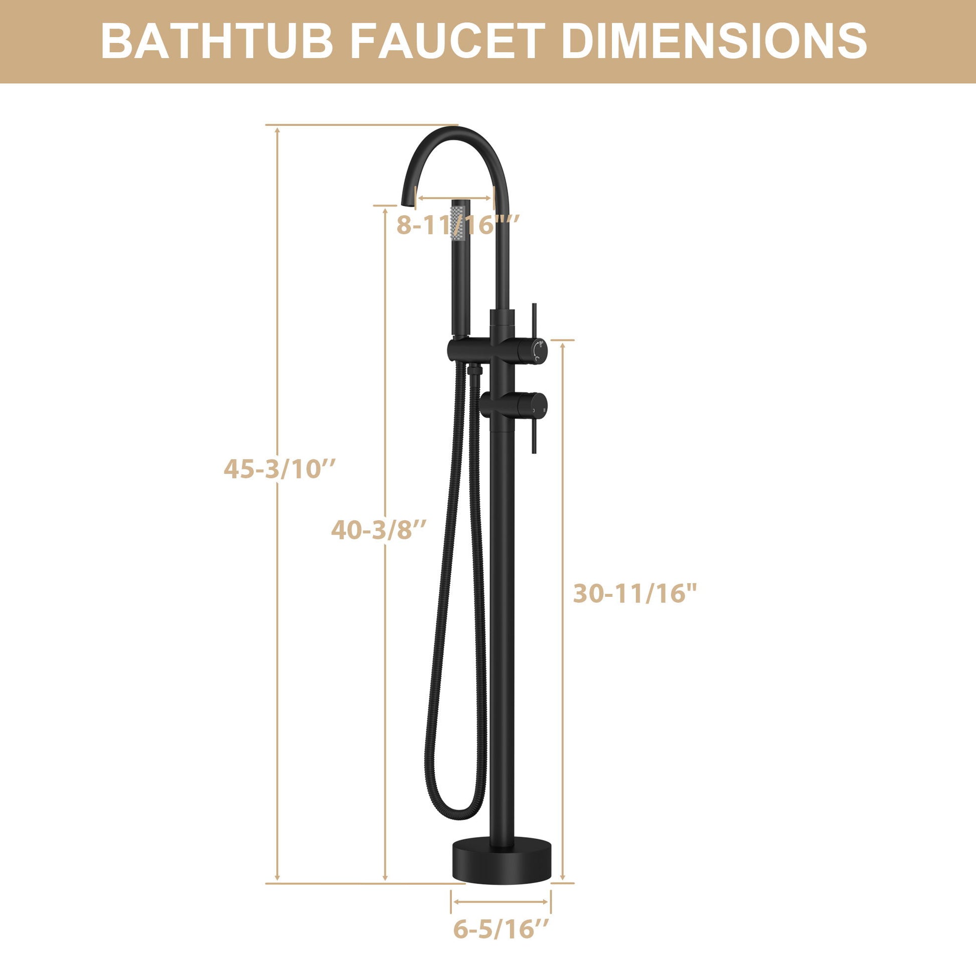Freestanding Bathtub Faucet Floor Mount Tub Filler With Swivel Gooseneck Spout And Cylinder Handheld Daily Nest