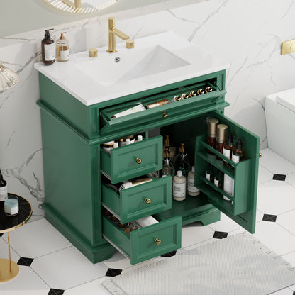 Freestanding Bathroom Vanity With Sink, Soft Closing Door, Tip Out Drawer Noble House