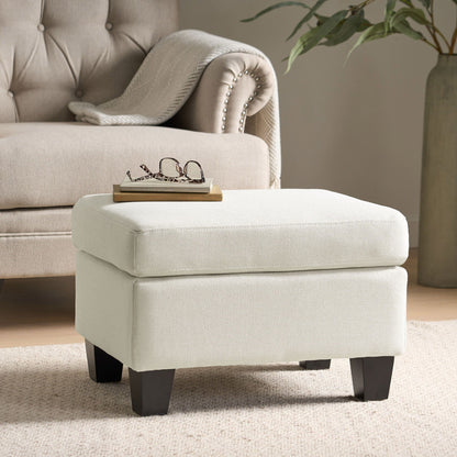 Springfield - Ottoman Contemporary Design Fabric Birch Wood Legs - Beige Noble House