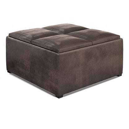 Avalon - Upholstered Square Coffee Table Storage Ottoman Simpli-Home