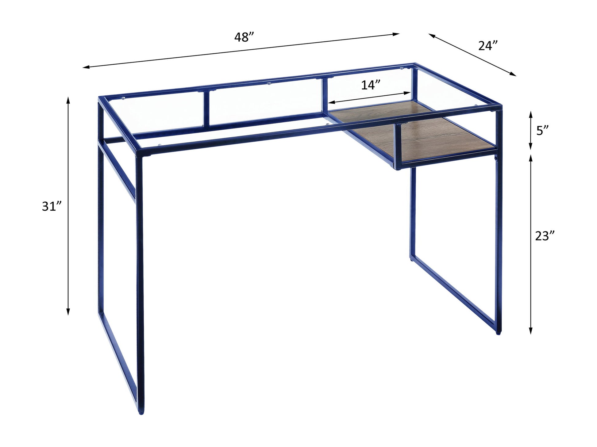 Yasin - Glass Top Writing Desk Acme