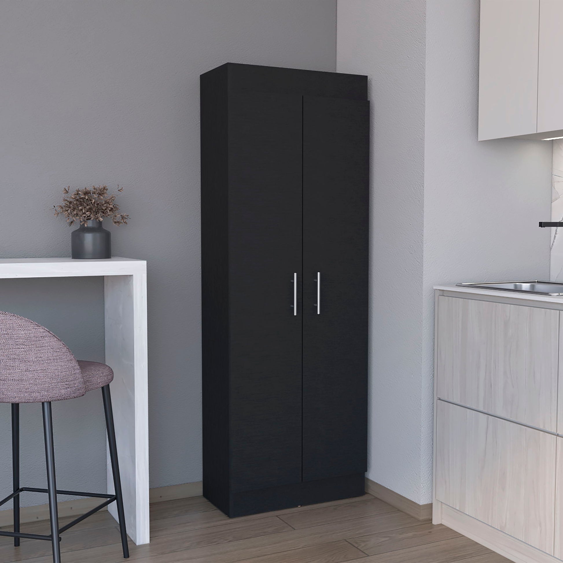 Clinton - Pantry Cabinet Kitchen Storage - Black Home Essentials