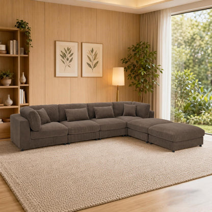 Upholstered Modular Sectional & Custom Configuration And Toss Pillows Home Essentials