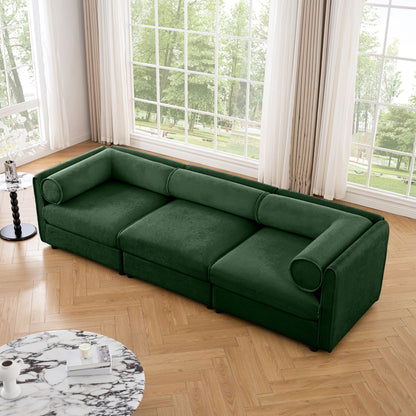 Stylish Chenille Sofa With Storage Seat And Cylindrical Backrest Home Essentials