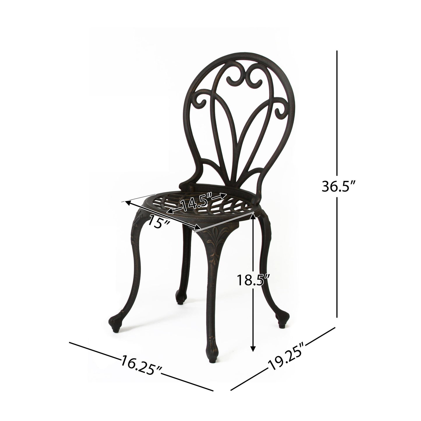 Thomas - 3 Pieces Cast Bistro Set - Black / Gold Noble House