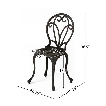 Thomas - 3 Pieces Cast Bistro Set - Black / Gold Noble House