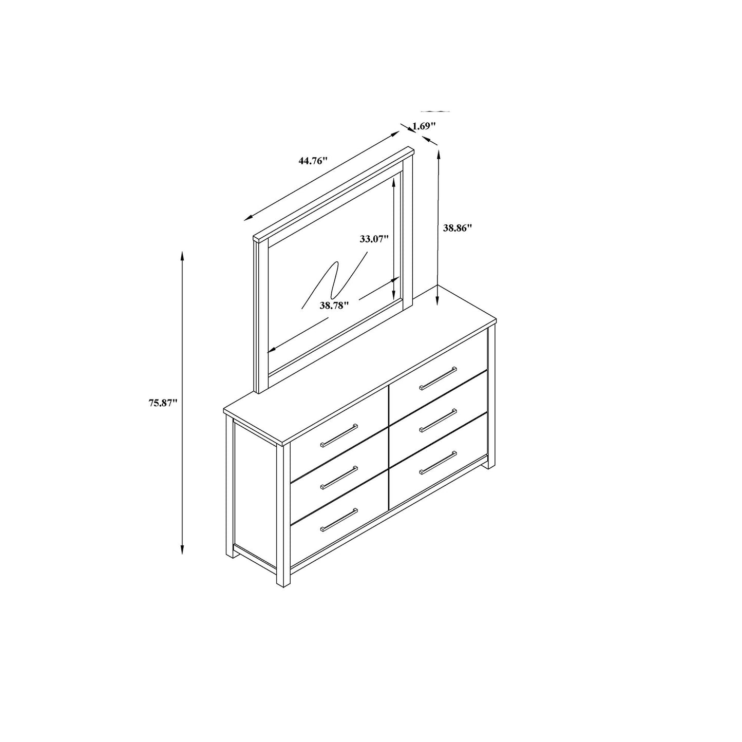 Avery - Mirror With Sleek Frame Large Scale Mirror For Dresser - Beige Global Furniture USA