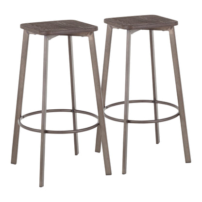 Clara - Industrial Square Barstool (Set of 2) - Espresso Lumi Source