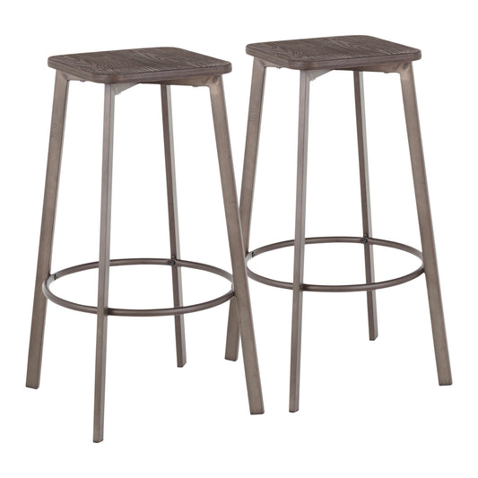 Clara - Industrial Square Barstool (Set of 2) - Espresso Lumi Source